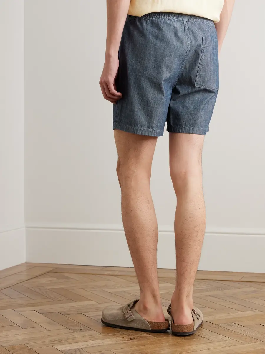 NN07 Gregor 10056 Straight-Leg Cotton-Chambray Drawstring Shorts - Men | Thumbnail 4 NN07 Gregor 10056 Straight-Leg Cotton-Chambray Drawstring Shorts - Men | Thumbnail 4