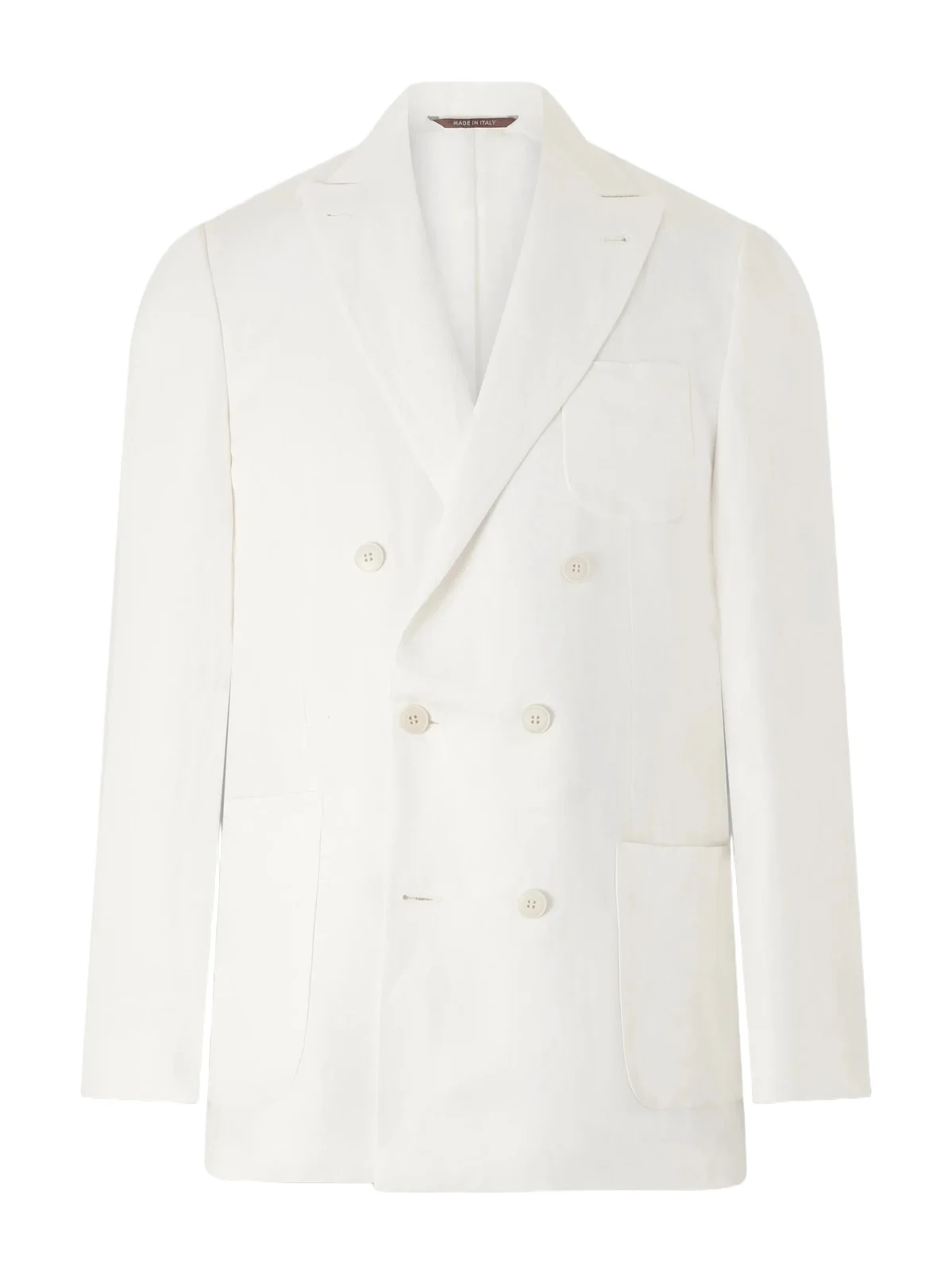Double-Breasted Linen and Silk-Blend Suit Jacket - Men Double-Breasted Linen and Silk-Blend Suit Jacket - Men