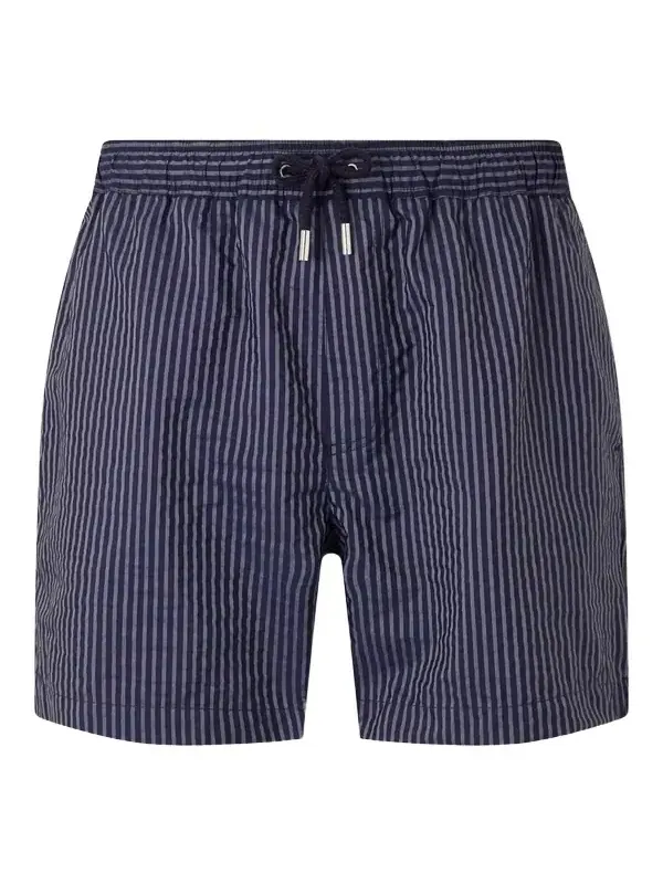 Navi Straight-Leg Mid-Length Striped Swim Shorts - Men