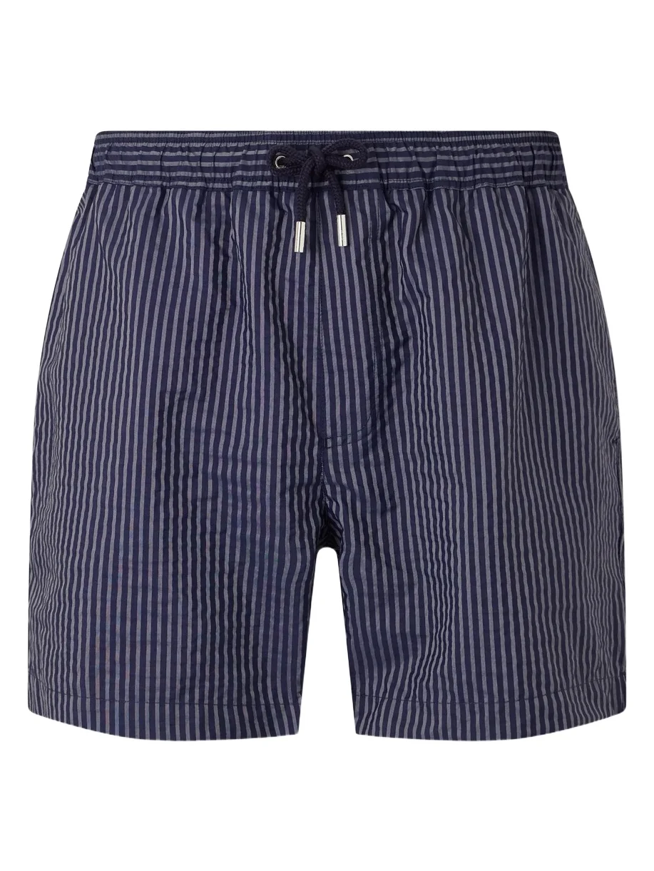 Navi Straight-Leg Mid-Length Striped Swim Shorts - Men