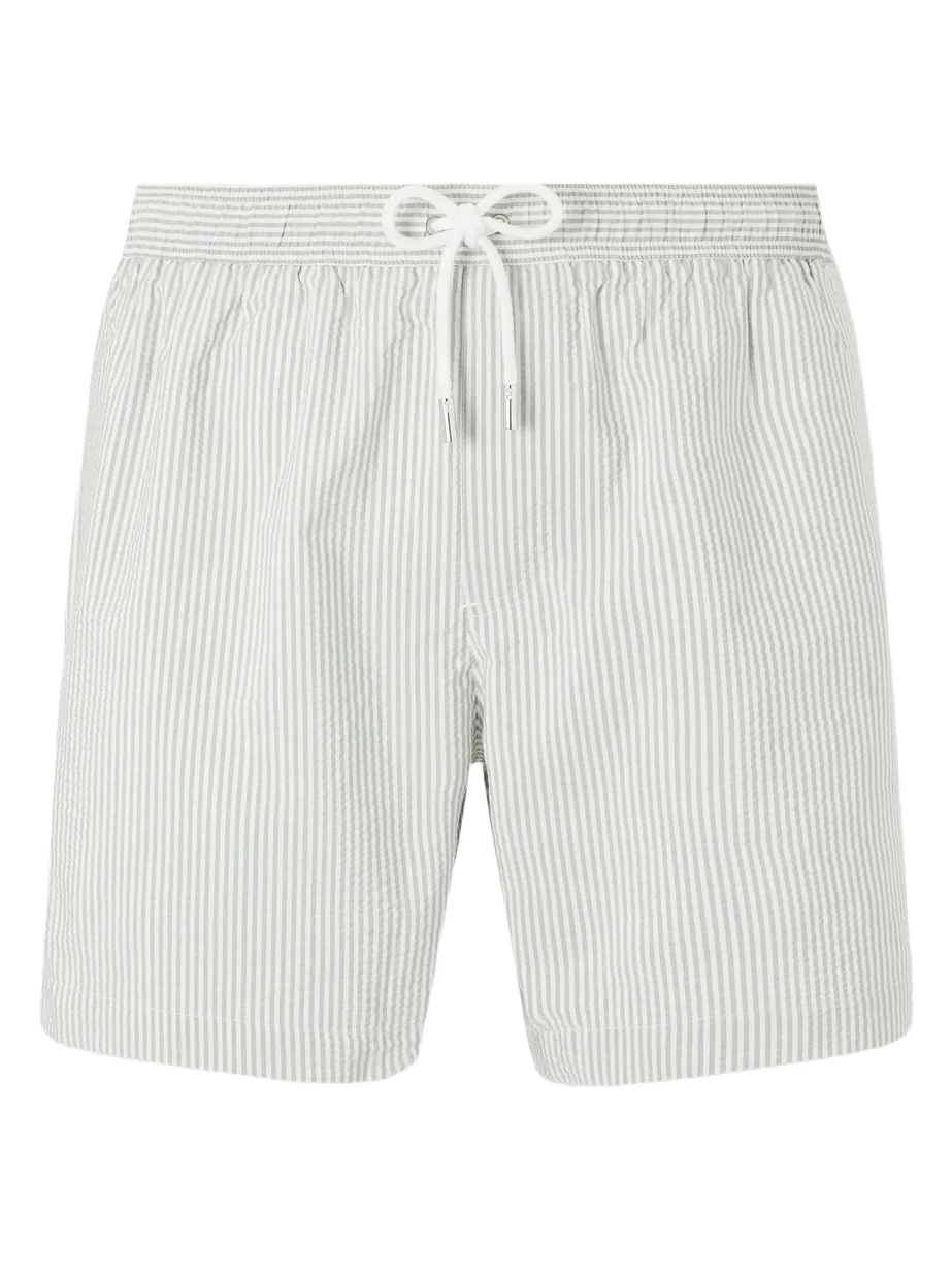 Oxford Striped Straight-Leg Mid-Length Swim Shorts - Men