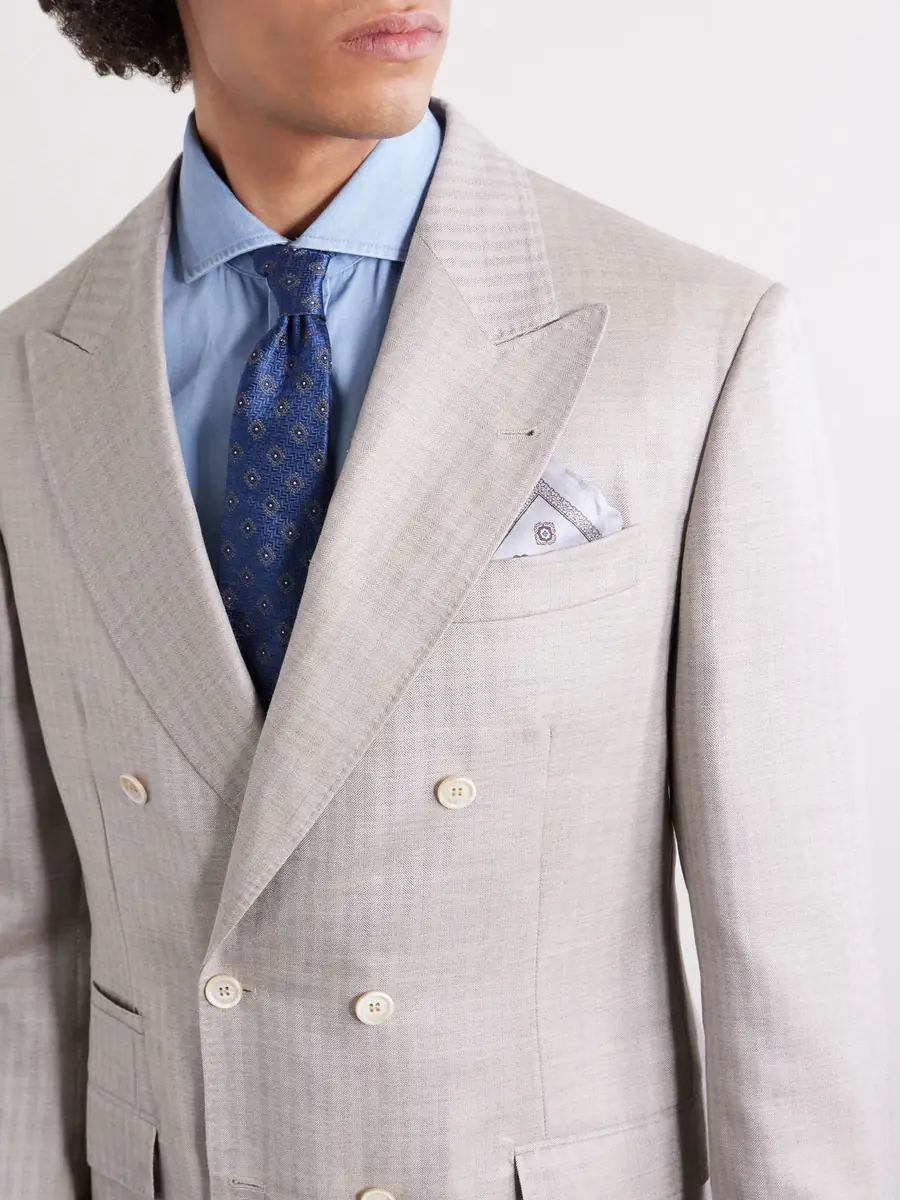 Brunello Cucinelli Printed Silk Pocket Square - Men | Thumbnail 2 Brunello Cucinelli Printed Silk Pocket Square - Men | Thumbnail 2