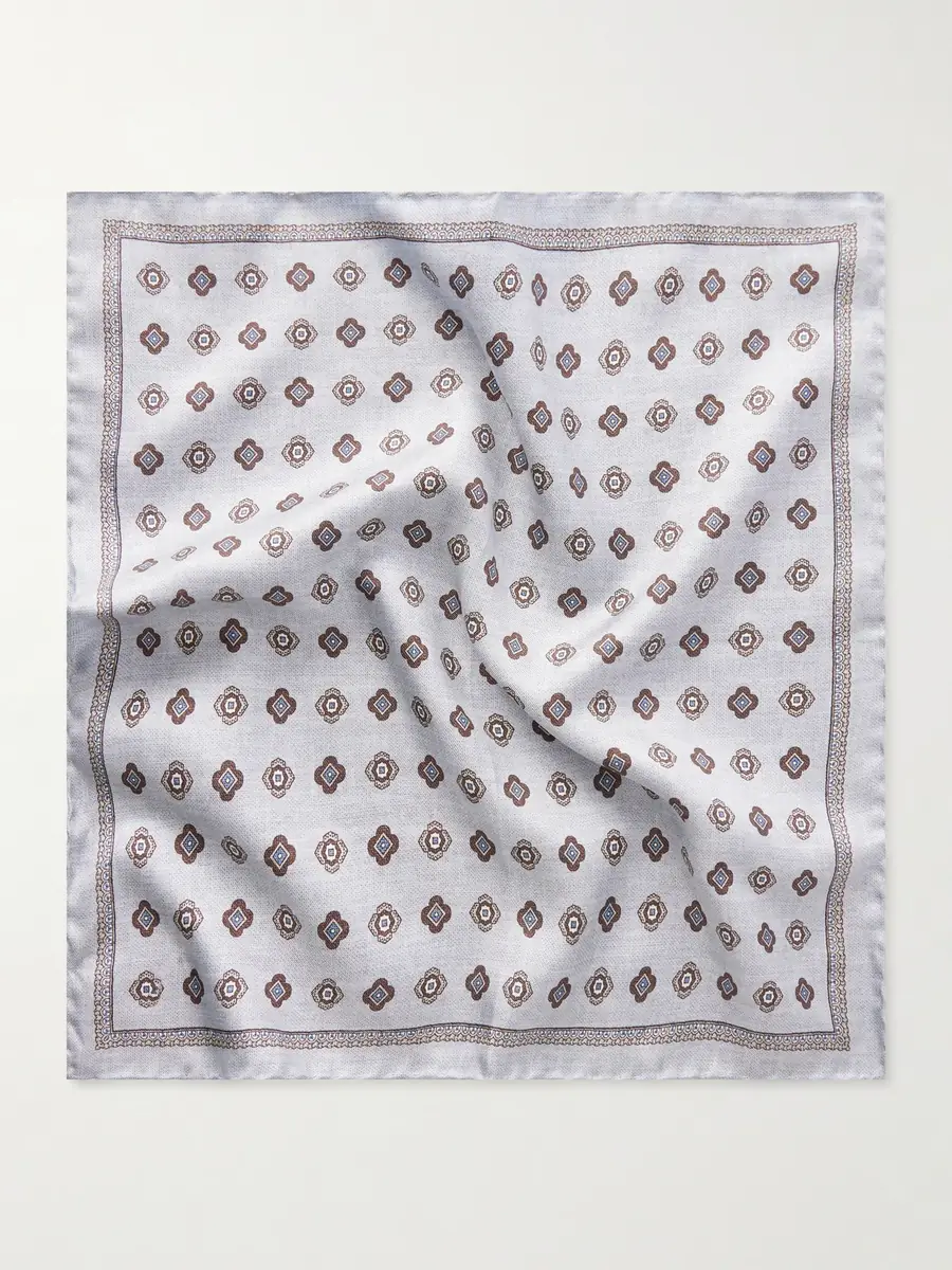 Brunello Cucinelli Printed Silk Pocket Square - Men | Thumbnail 3 Brunello Cucinelli Printed Silk Pocket Square - Men | Thumbnail 3