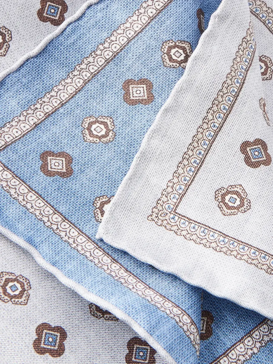 Brunello Cucinelli Printed Silk Pocket Square - Men | Thumbnail 4 Brunello Cucinelli Printed Silk Pocket Square - Men | Thumbnail 4