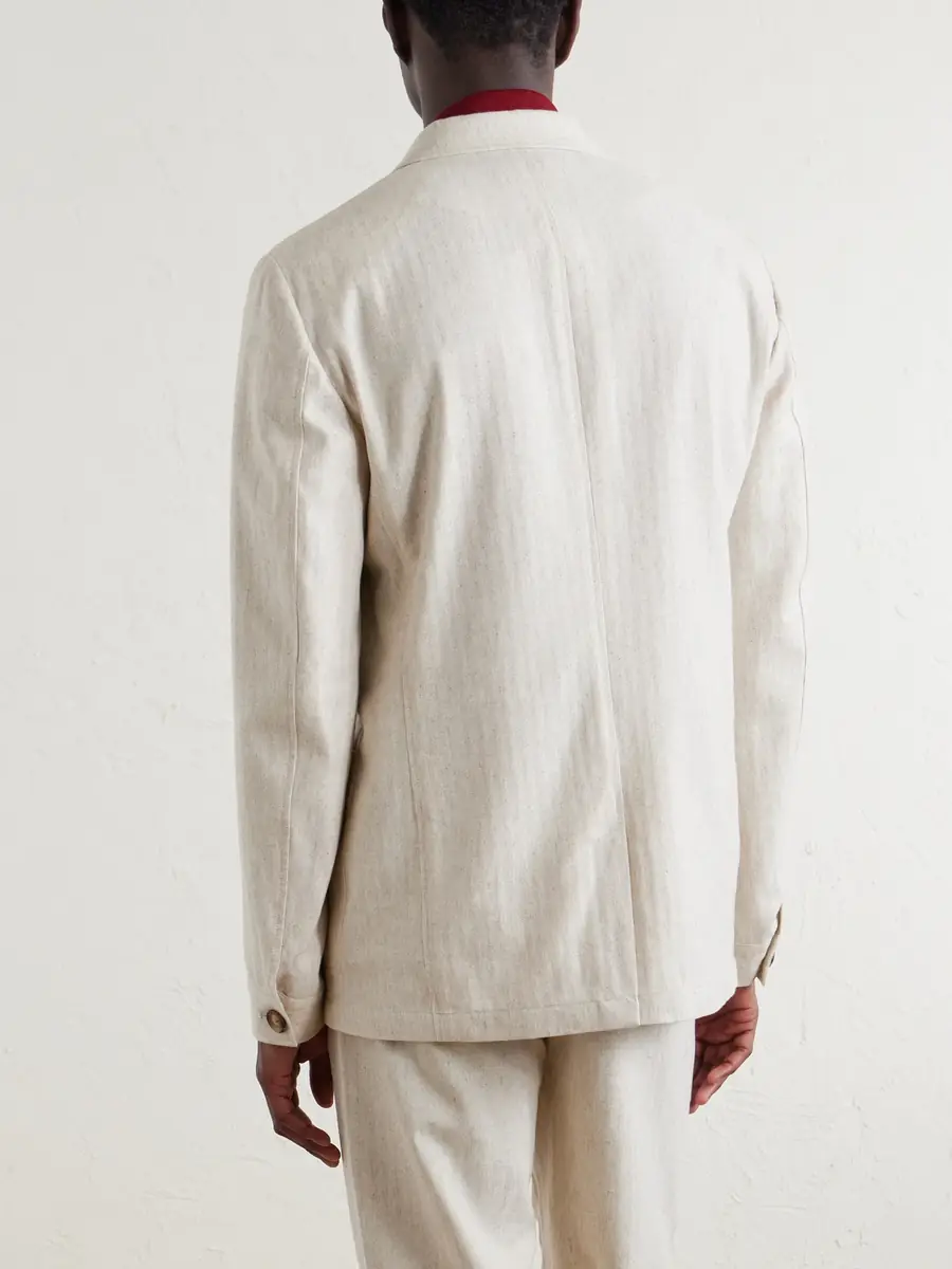 Oliver Spencer Tillman Herringbone Cotton and Linen-Blend Suit Jacket - Men | Thumbnail 4 Oliver Spencer Tillman Herringbone Cotton and Linen-Blend Suit Jacket - Men | Thumbnail 4