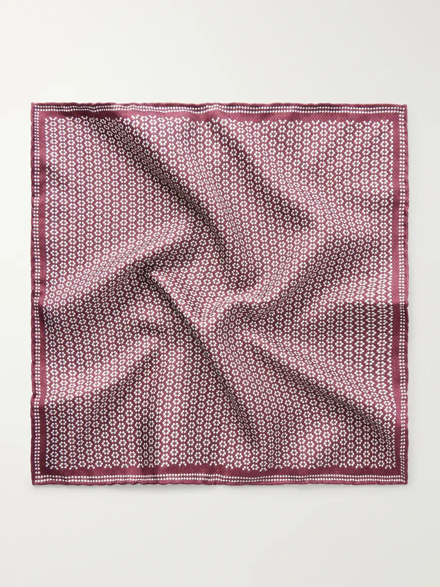 Brunello Cucinelli Printed Silk Pocket Square - Men | Thumbnail 3 Brunello Cucinelli Printed Silk Pocket Square - Men | Thumbnail 3
