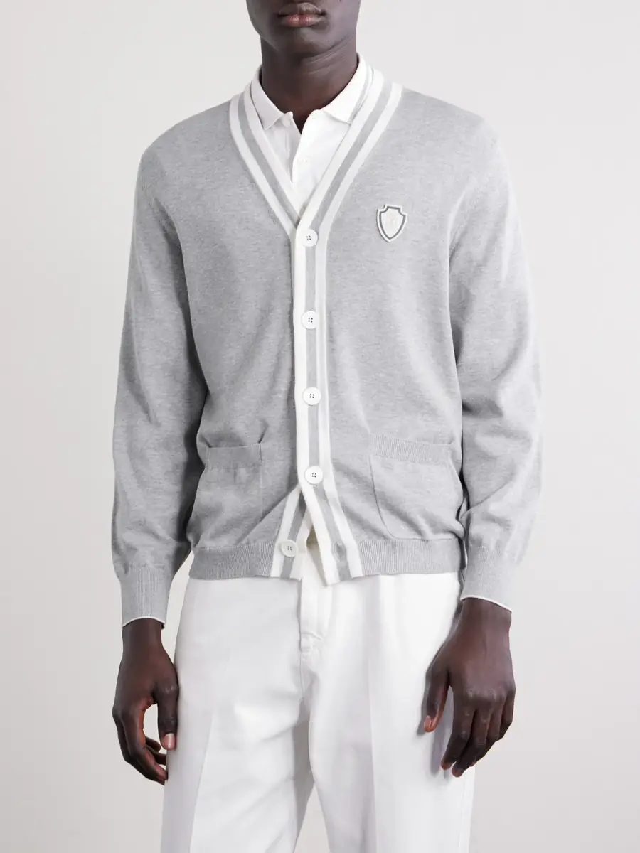 Brunello Cucinelli Logo-Appliquéd Cotton Cardigan - Men | Thumbnail 3 Brunello Cucinelli Logo-Appliquéd Cotton Cardigan - Men | Thumbnail 3