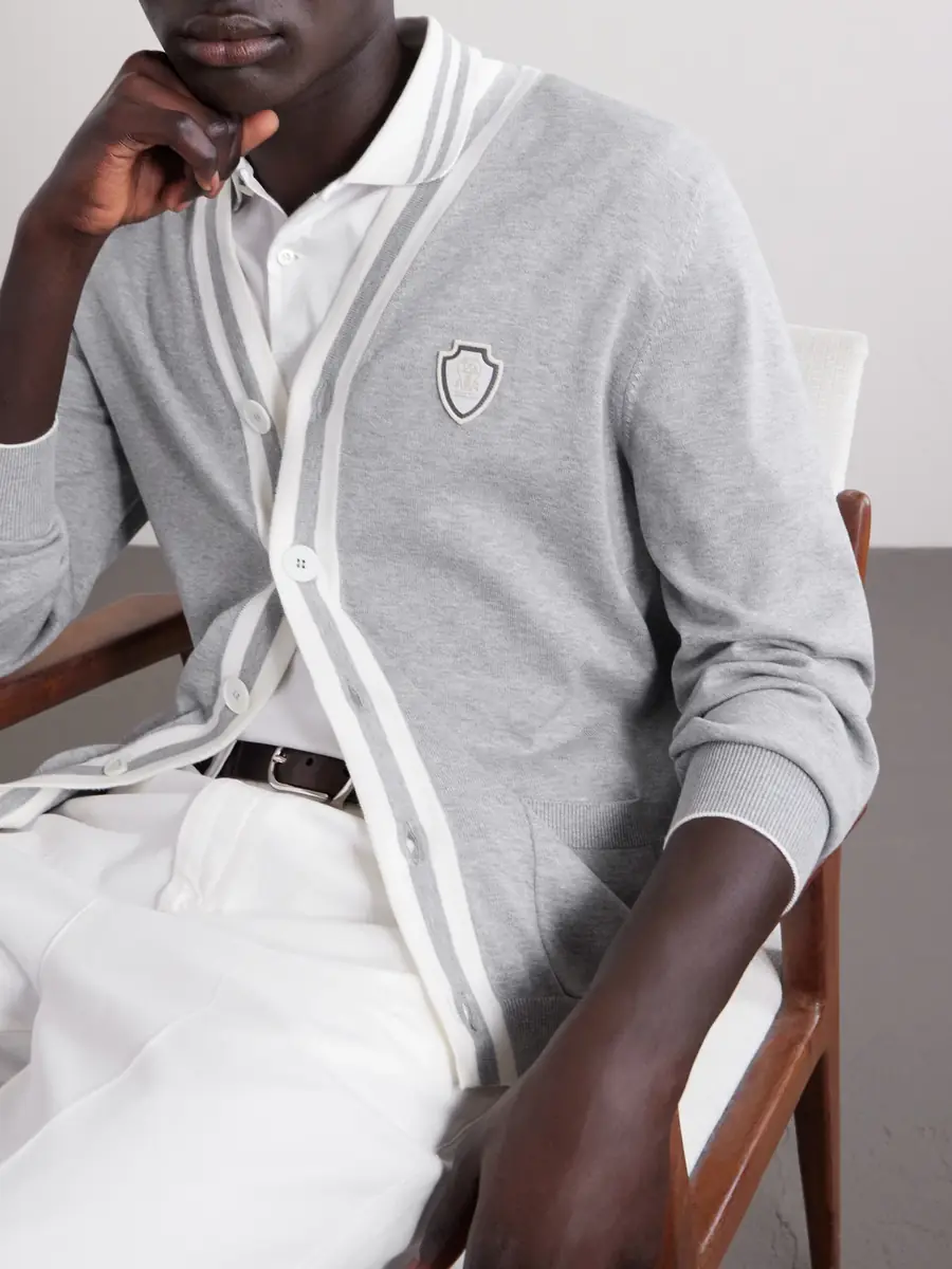 Brunello Cucinelli Logo-Appliquéd Cotton Cardigan - Men | Thumbnail 5 Brunello Cucinelli Logo-Appliquéd Cotton Cardigan - Men | Thumbnail 5