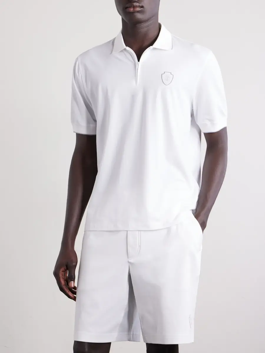 Brunello Cucinelli Logo-Appliquéd Jersey Polo Shirt - Men | Thumbnail 3