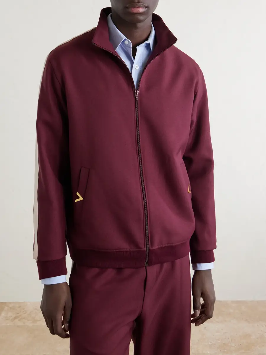Valentino Garavani VGold Striped Drill Zip-Up Sweater - Men | Thumbnail 3 Valentino Garavani VGold Striped Drill Zip-Up Sweater - Men | Thumbnail 3