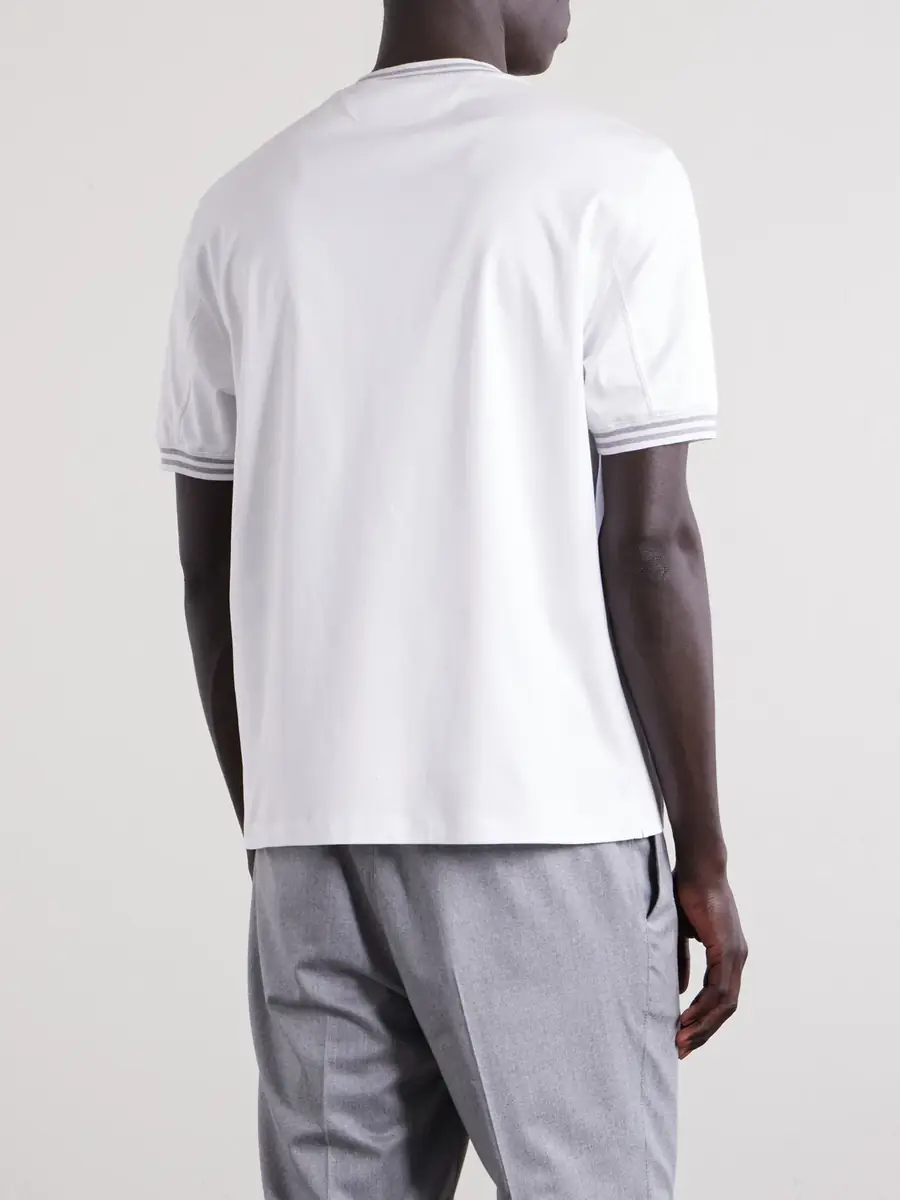 Brunello Cucinelli Logo-Appliquéd Cotton-Jersey Tennis Shirt - Men | Thumbnail 4 Brunello Cucinelli Logo-Appliquéd Cotton-Jersey Tennis Shirt - Men | Thumbnail 4