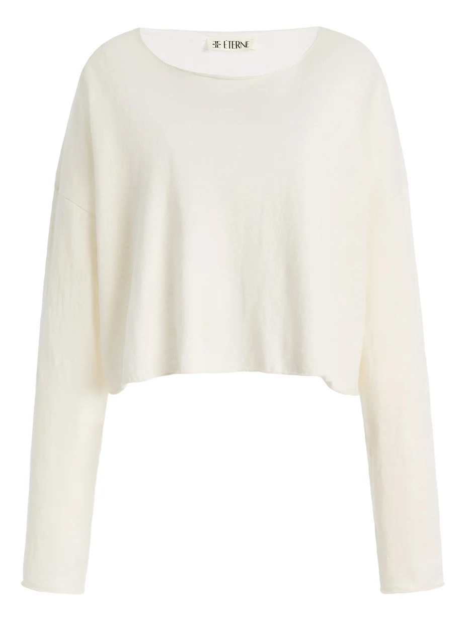 Cropped Cotton-Linen Boat-Neck Top Cropped Cotton-Linen Boat-Neck Top