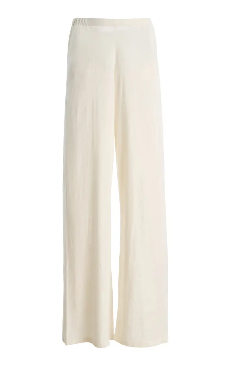 ÉTERNE Low-Waist Cotton-Linen Flared Pants | Thumbnail 2