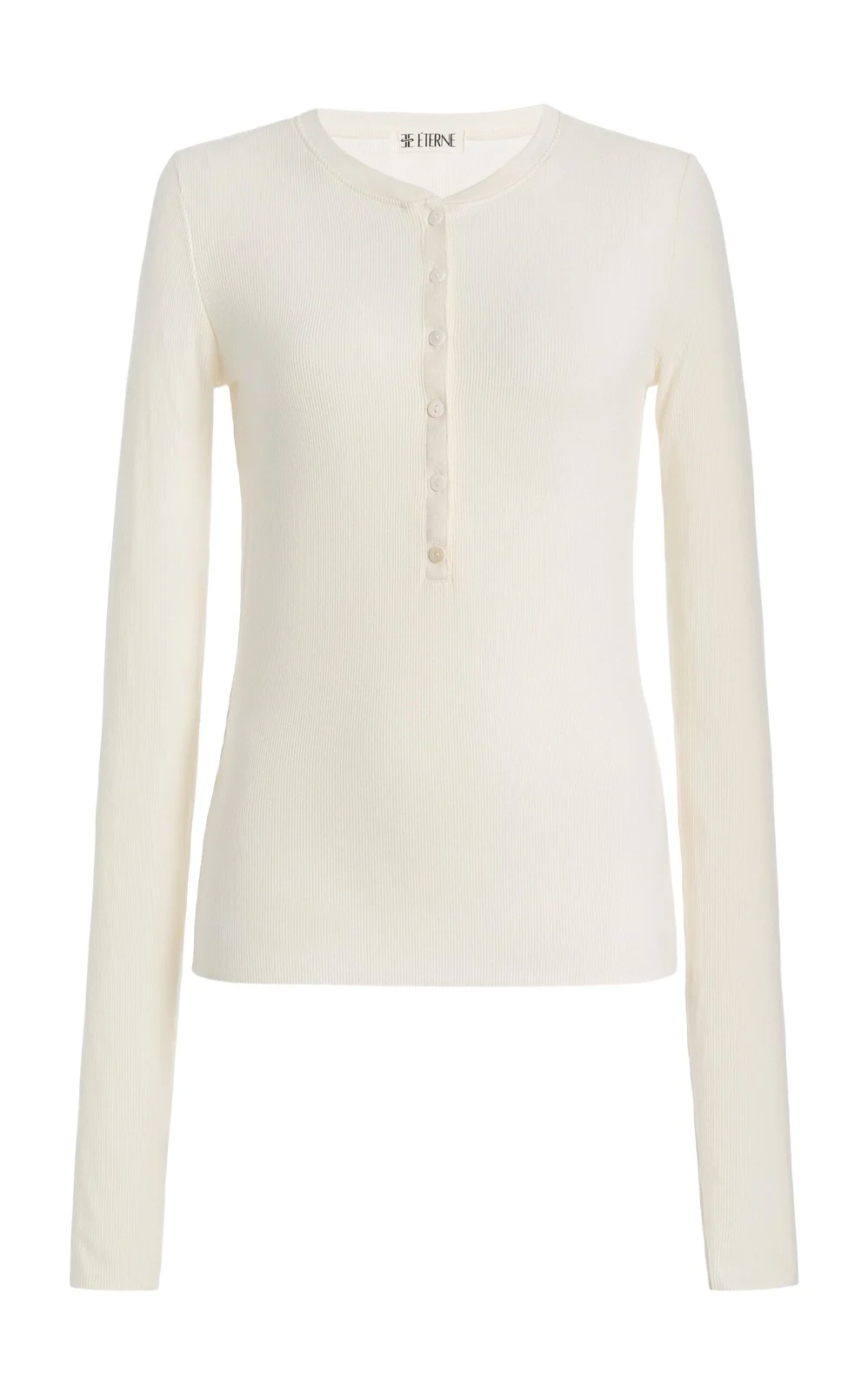 ÉTERNE Ribbed Jersey Henley Top