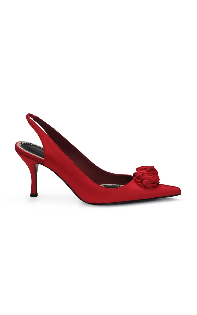 Magda Butrym Rose Low Distressed Taffeta Slingback Pumps | Thumbnail 3 Magda Butrym Rose Low Distressed Taffeta Slingback Pumps | Thumbnail 3