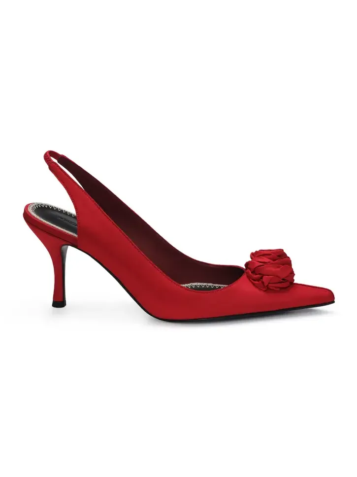 Rose Low Distressed Taffeta Slingback Pumps Rose Low Distressed Taffeta Slingback Pumps