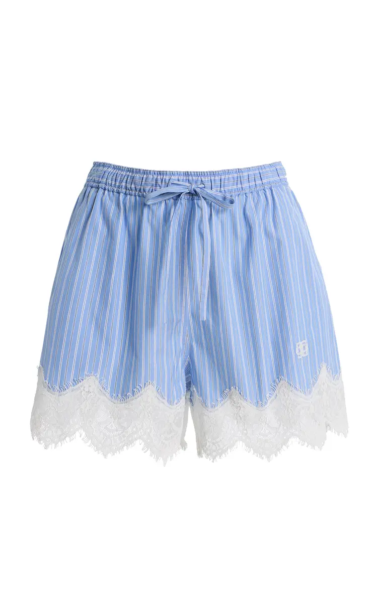 Simkhai Emmie Lace-Trimmed Striped Cotton Shorts | Thumbnail 6 Simkhai Emmie Lace-Trimmed Striped Cotton Shorts | Thumbnail 6