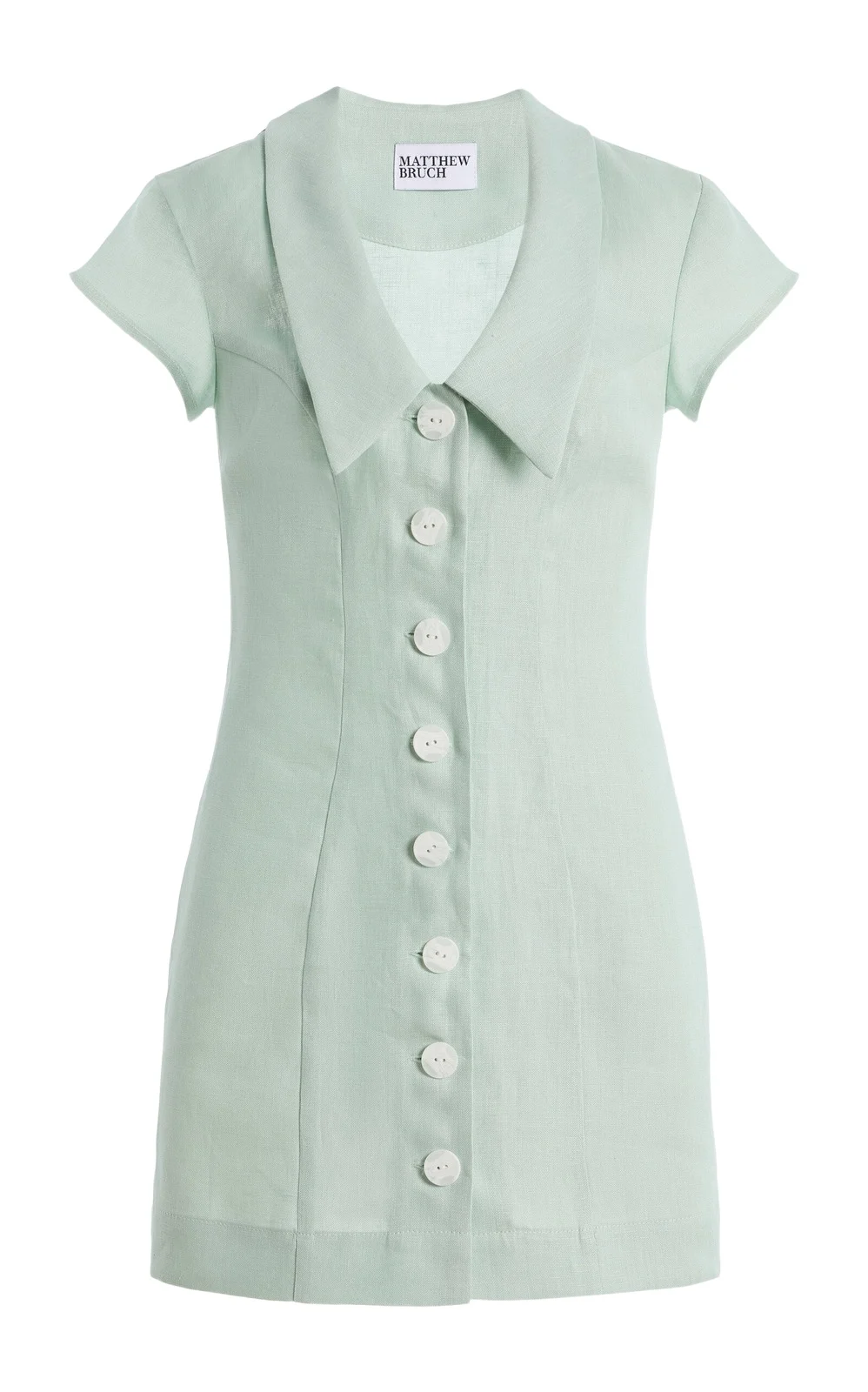 Matthew Bruch Collared Linen Mini Dress