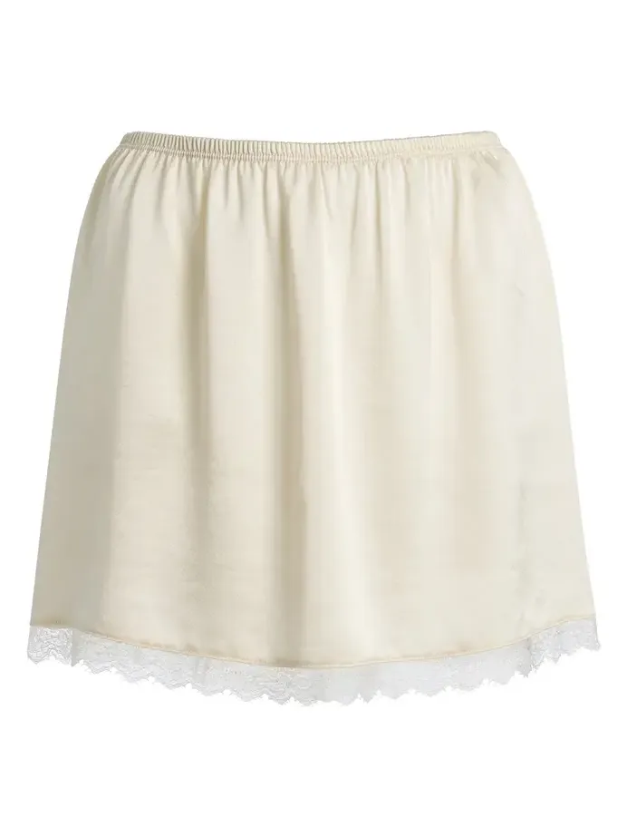 Barb Lace-Trimmed Satin Mini Skirt