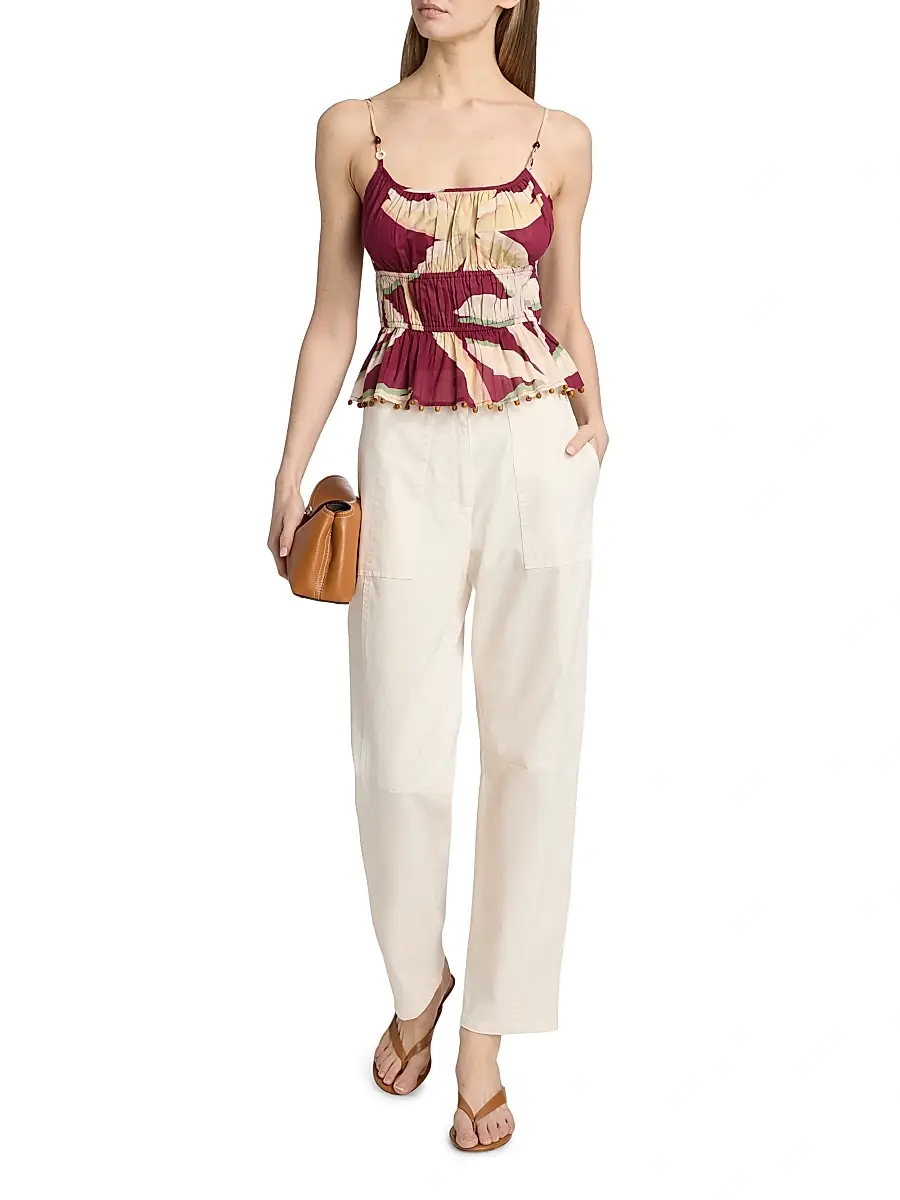 RAILS Women's Theda Palm Print Cotton Peplum Crop Top | Thumbnail 2
