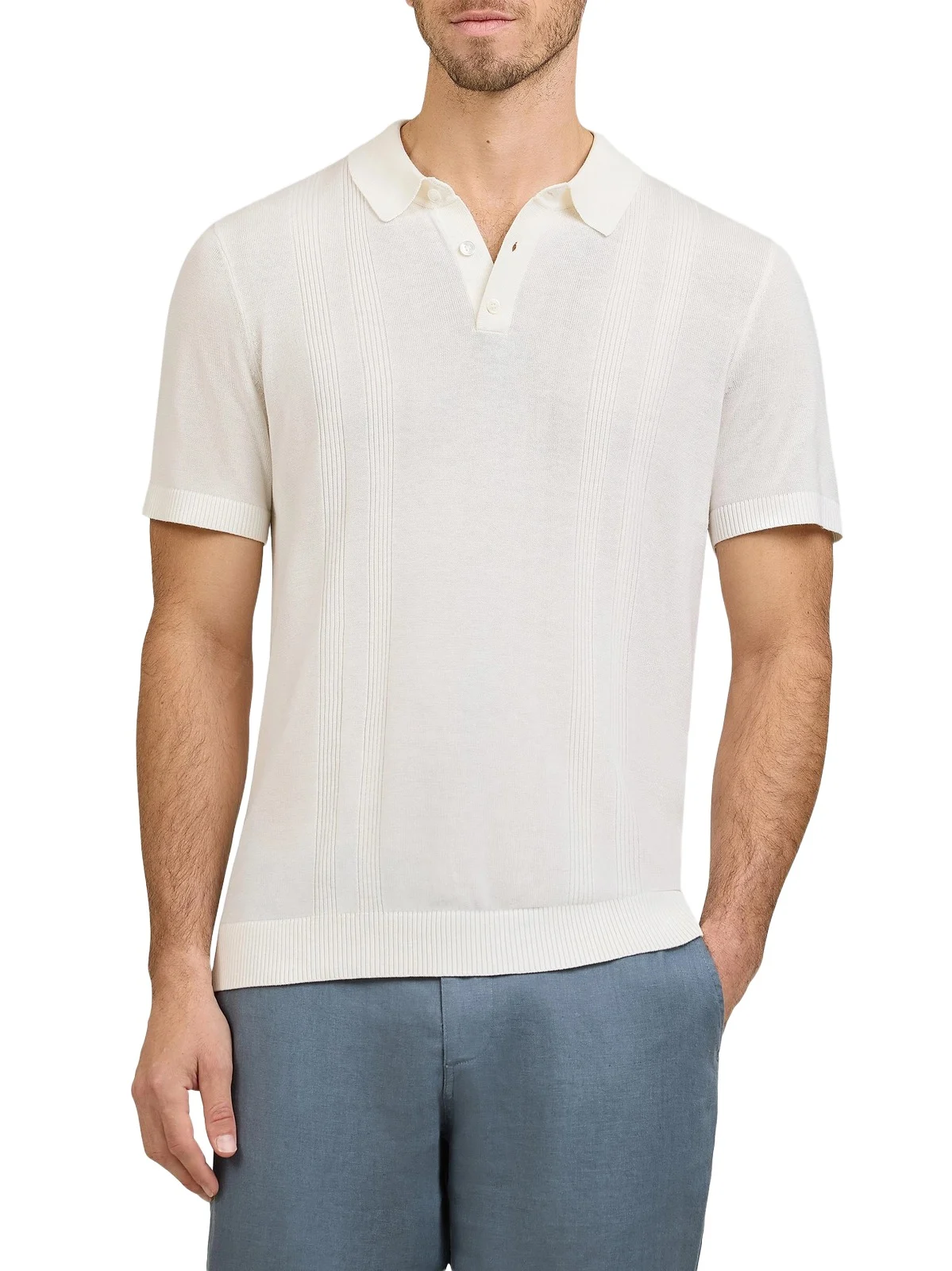 Men's Rib-Knit Polo Shirt