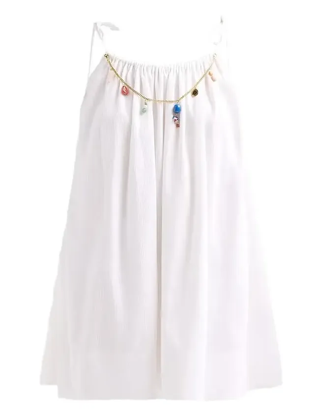 Women's Bead-Embellished Cotton Crépon Mini Dress