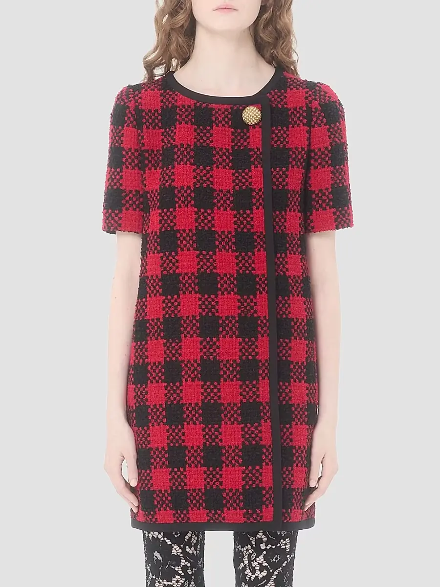 Valentino Women's Damier Tweed Short Dress | Thumbnail 3 Valentino Women's Damier Tweed Short Dress | Thumbnail 3