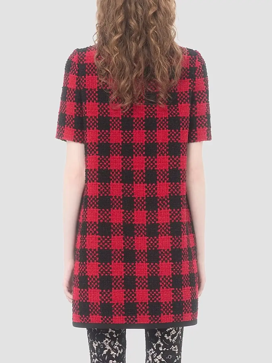 Valentino Women's Damier Tweed Short Dress | Thumbnail 5 Valentino Women's Damier Tweed Short Dress | Thumbnail 5