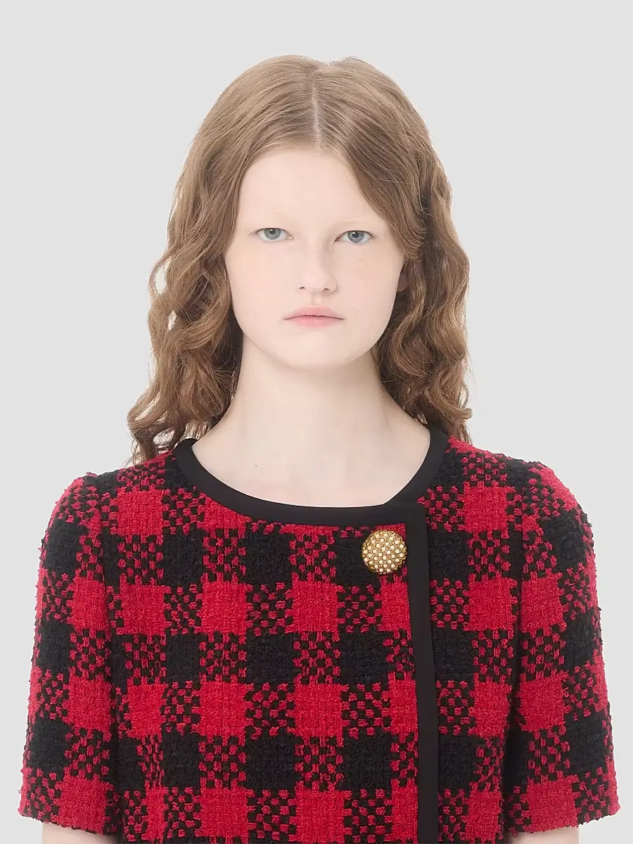 Valentino Women's Damier Tweed Short Dress | Thumbnail 6 Valentino Women's Damier Tweed Short Dress | Thumbnail 6