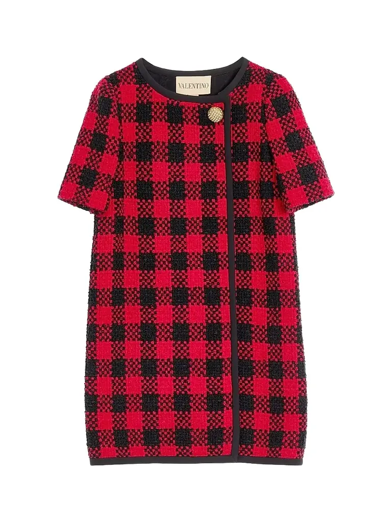 Valentino Garavani Women's Damier Tweed Short Dress - Paris Black | Image 1 Valentino Garavani Women's Damier Tweed Short Dress - Paris Black | Image 1