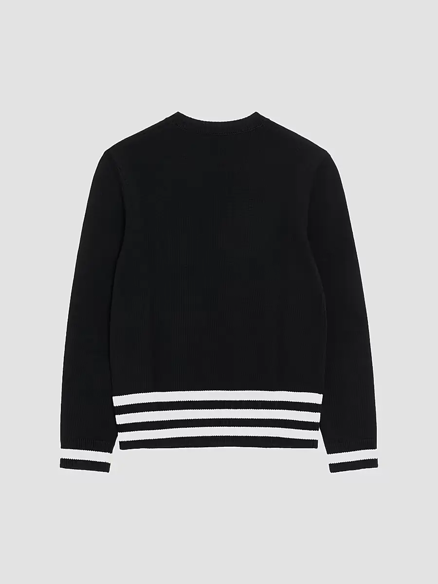 Valentino Men's Wool Crewneck Sweater with Star Motif - Black Butter | Thumbnail 2 Valentino Men's Wool Crewneck Sweater with Star Motif - Black Butter | Thumbnail 2