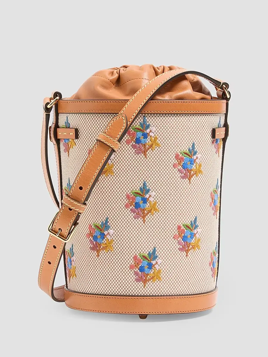 Valentino Women's Antibes Canvas Embroidered Medium Bucket Bag | Thumbnail 3 Valentino Women's Antibes Canvas Embroidered Medium Bucket Bag | Thumbnail 3