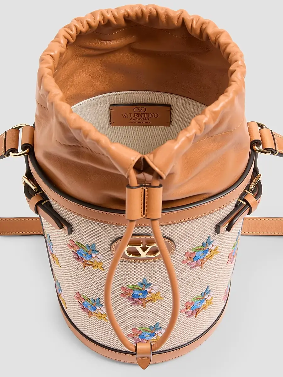 Valentino Women's Antibes Canvas Embroidered Medium Bucket Bag | Thumbnail 4 Valentino Women's Antibes Canvas Embroidered Medium Bucket Bag | Thumbnail 4