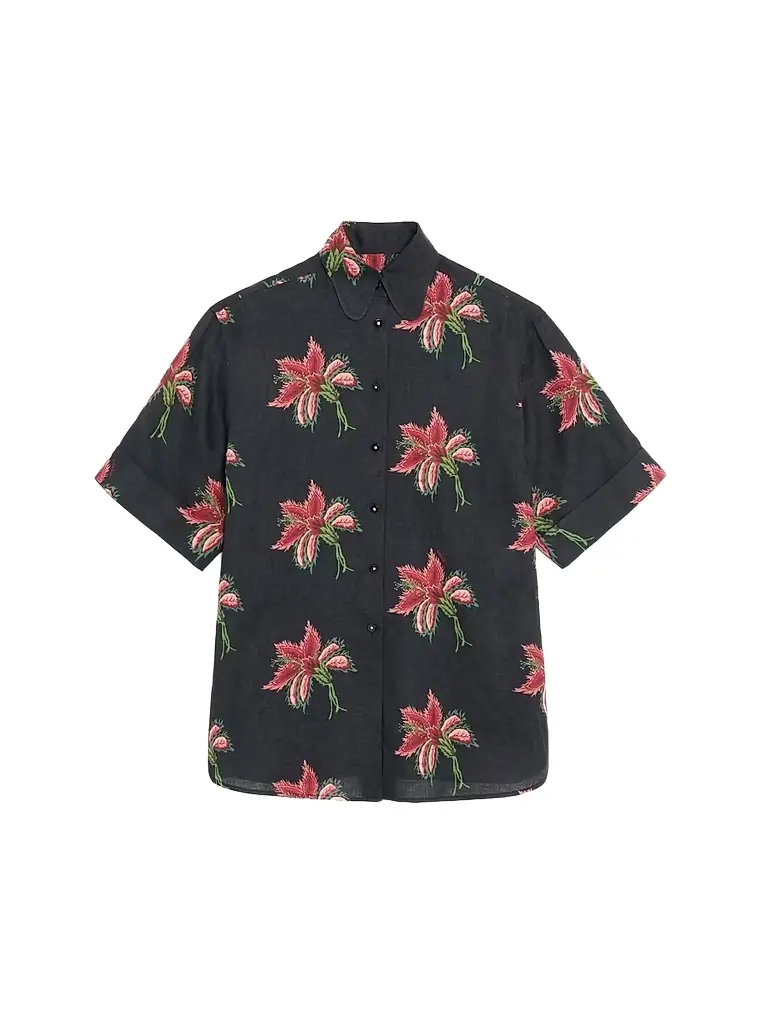 Valentino Women's Papier Floral Linen Shirt
