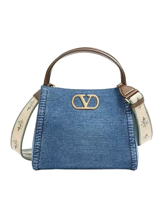 Women's Alltime Medium Top Handle Bag in Denim with Embroidered Strap - Denim Women's Alltime Medium Top Handle Bag in Denim with Embroidered Strap - Denim