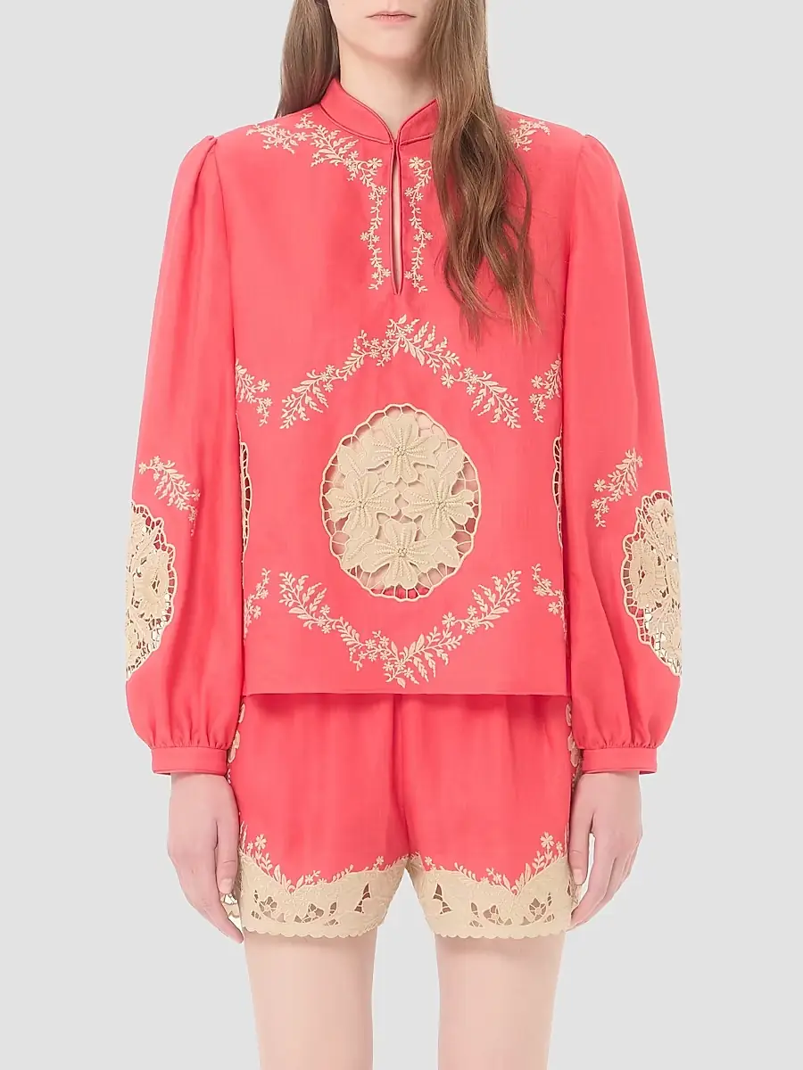 Valentino Women's Embroidered Couture Linen Top | Thumbnail 3