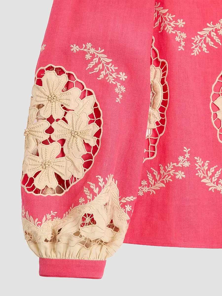 Valentino Women's Embroidered Couture Linen Top | Thumbnail 7
