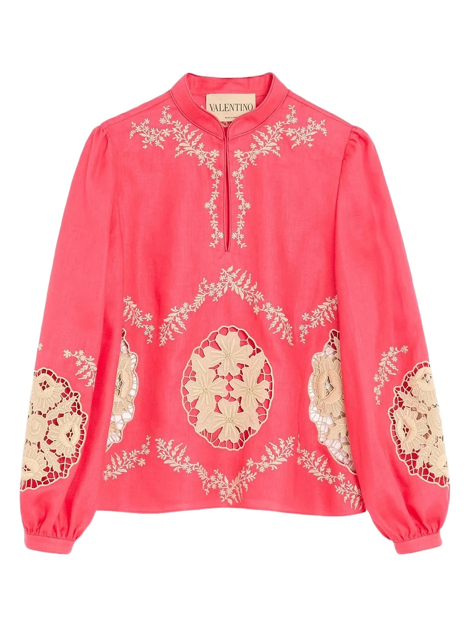 Women's Embroidered Couture Linen Top Women's Embroidered Couture Linen Top