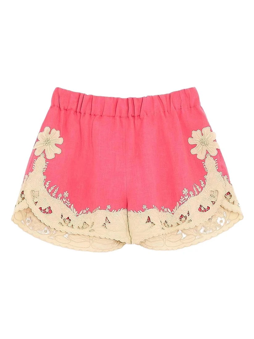 Valentino Women's Embroidered Couture Linen Shorts