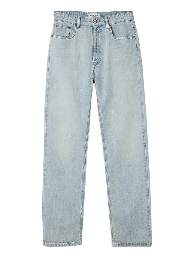 Miu Miu Women's Five-Pocket Washed Denim Jeans