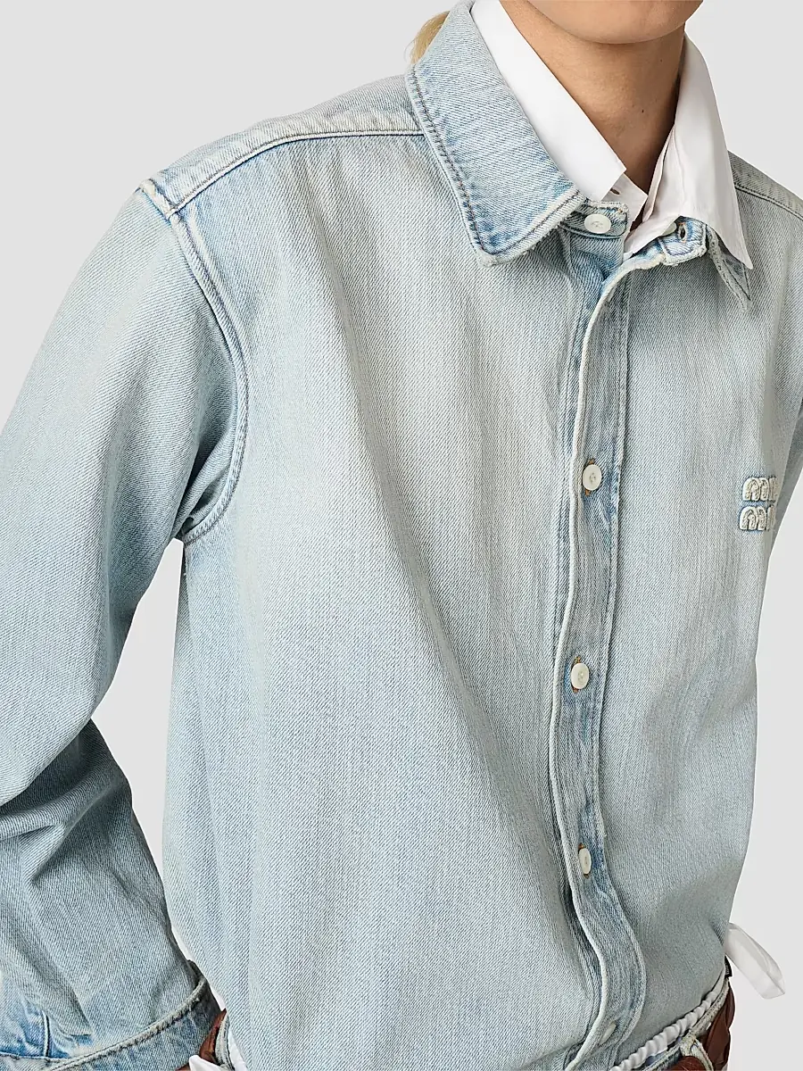 Miu Miu Women's Washed Denim Shirt | Thumbnail 4 Miu Miu Women's Washed Denim Shirt | Thumbnail 4