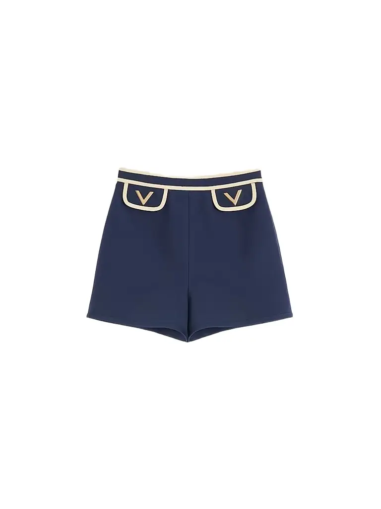 Valentino Garavani Women's Crepe Couture Shorts - Indigo Birch | Image 1 Valentino Garavani Women's Crepe Couture Shorts - Indigo Birch | Image 1
