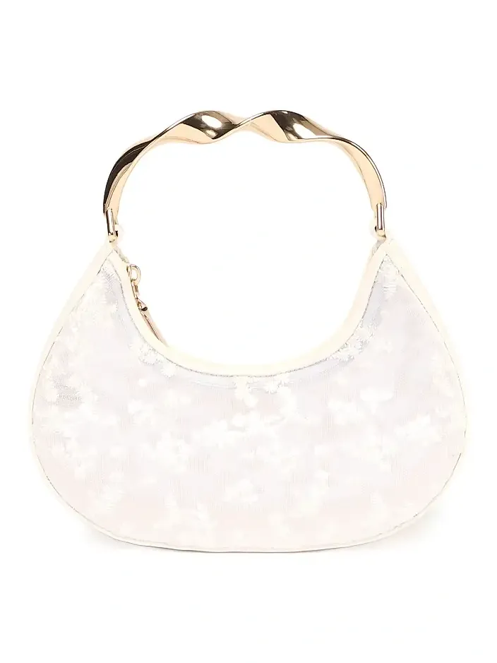 Women's Nixi Floral-Embroidered Mesh Twist Handle Bag