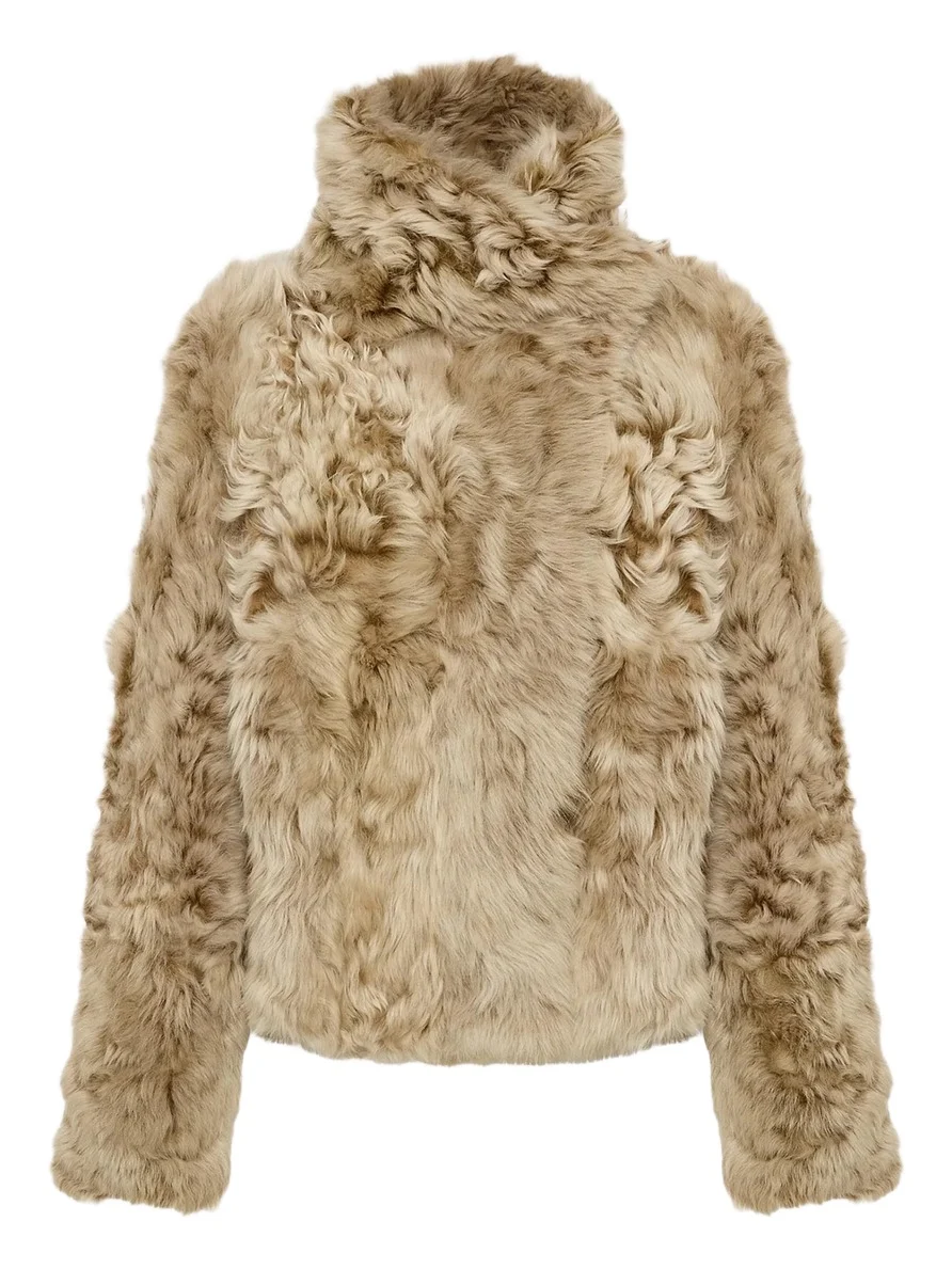 Women's Veste Reversible Leather & Shearling Jacket - Chai Latte