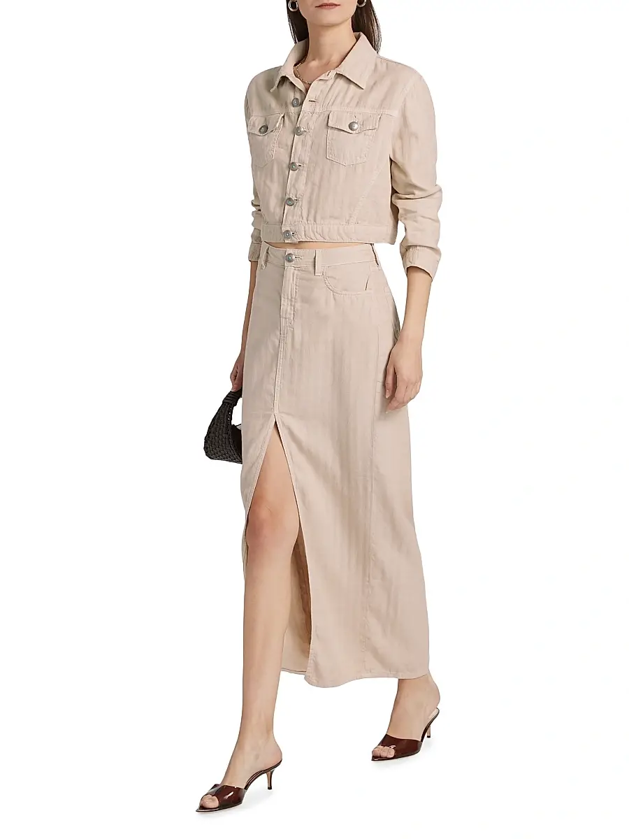 L'Agence Women's Carmy Denim Maxi Skirt | Thumbnail 2