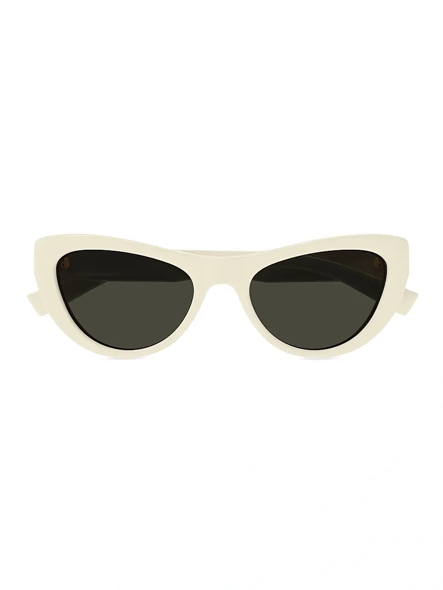 Saint Laurent Women's Script 53MM Cat-Eye Sunglasses - Ivory Dark Grey | Thumbnail 2