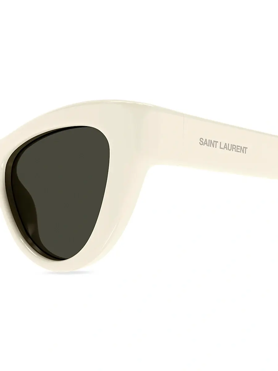 Saint Laurent Women's Script 53MM Cat-Eye Sunglasses - Ivory Dark Grey | Thumbnail 3