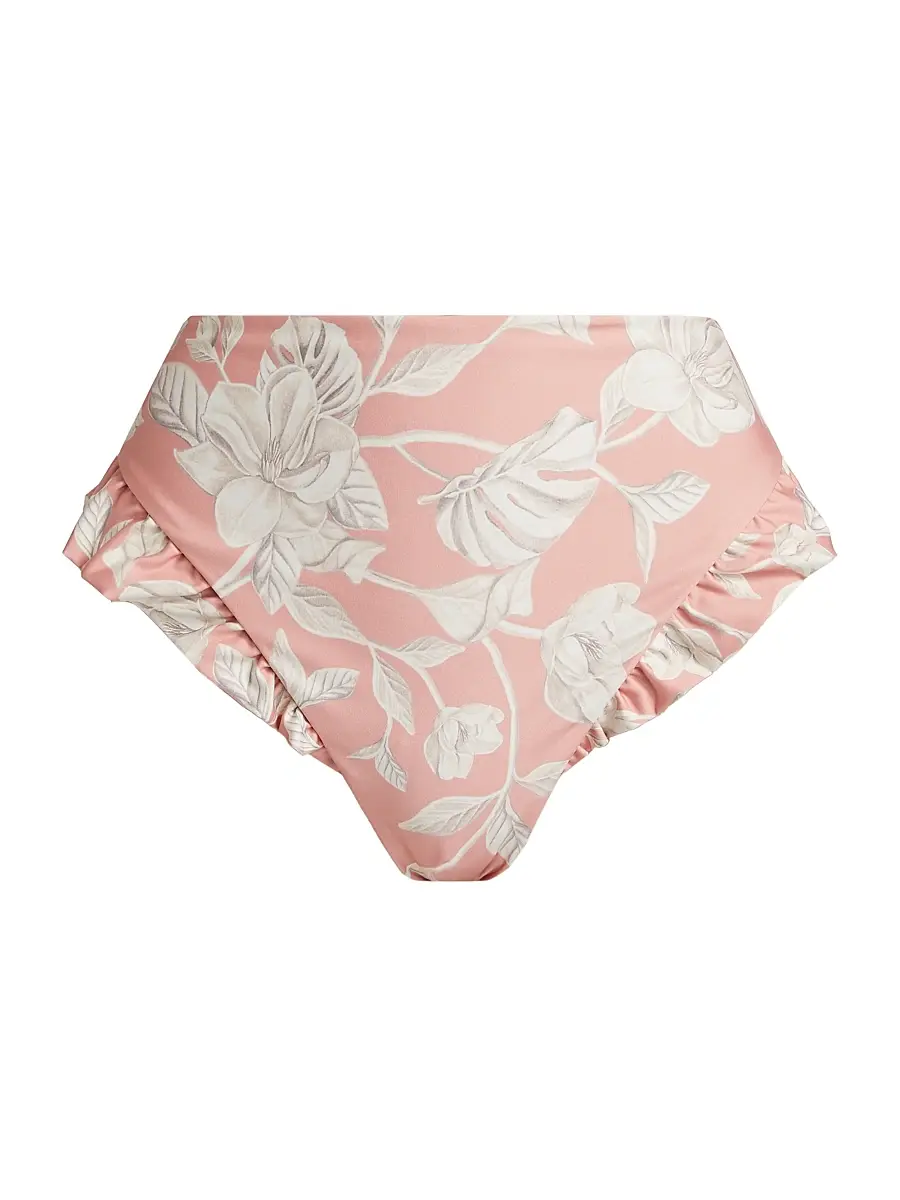 Agua by Agua Bendita Women's Jengibre Floral High-Rise Bikini Bottom - Pink | Image 1 Agua by Agua Bendita Women's Jengibre Floral High-Rise Bikini Bottom - Pink | Image 1