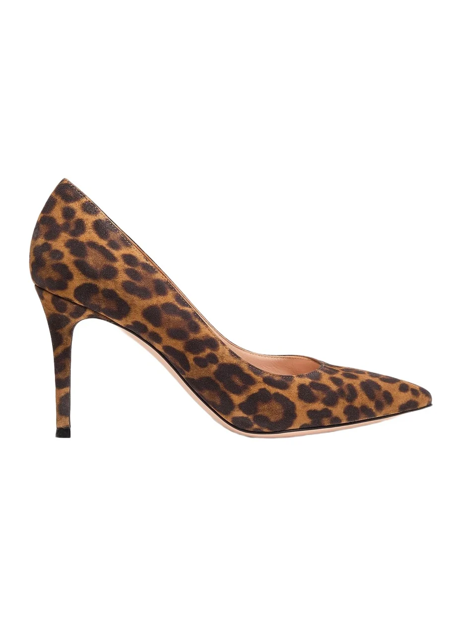 Gianvito Rossi Women's Gianvito 85MM Camoscio Leopard Print Pumps