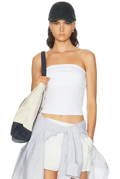 Enza Costa Cotton Rib Bandeau Top | Image 1 Enza Costa Cotton Rib Bandeau Top | Image 1